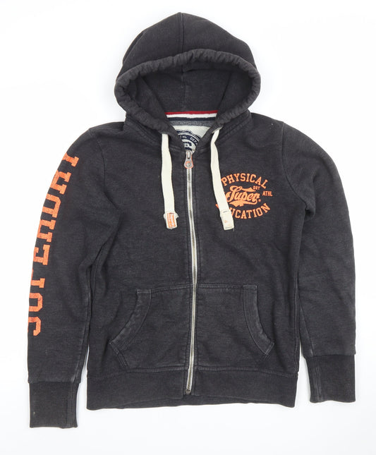 Superdry Men’s Grey Full Zip Hoodie XS Sports Logo Fleece