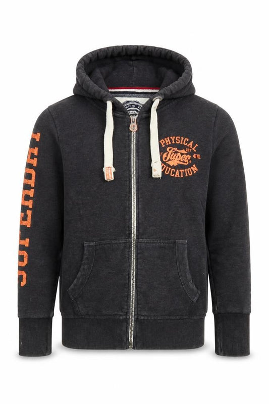 Mens UK XS Regular Superdry Grey Full Zip Hoodie