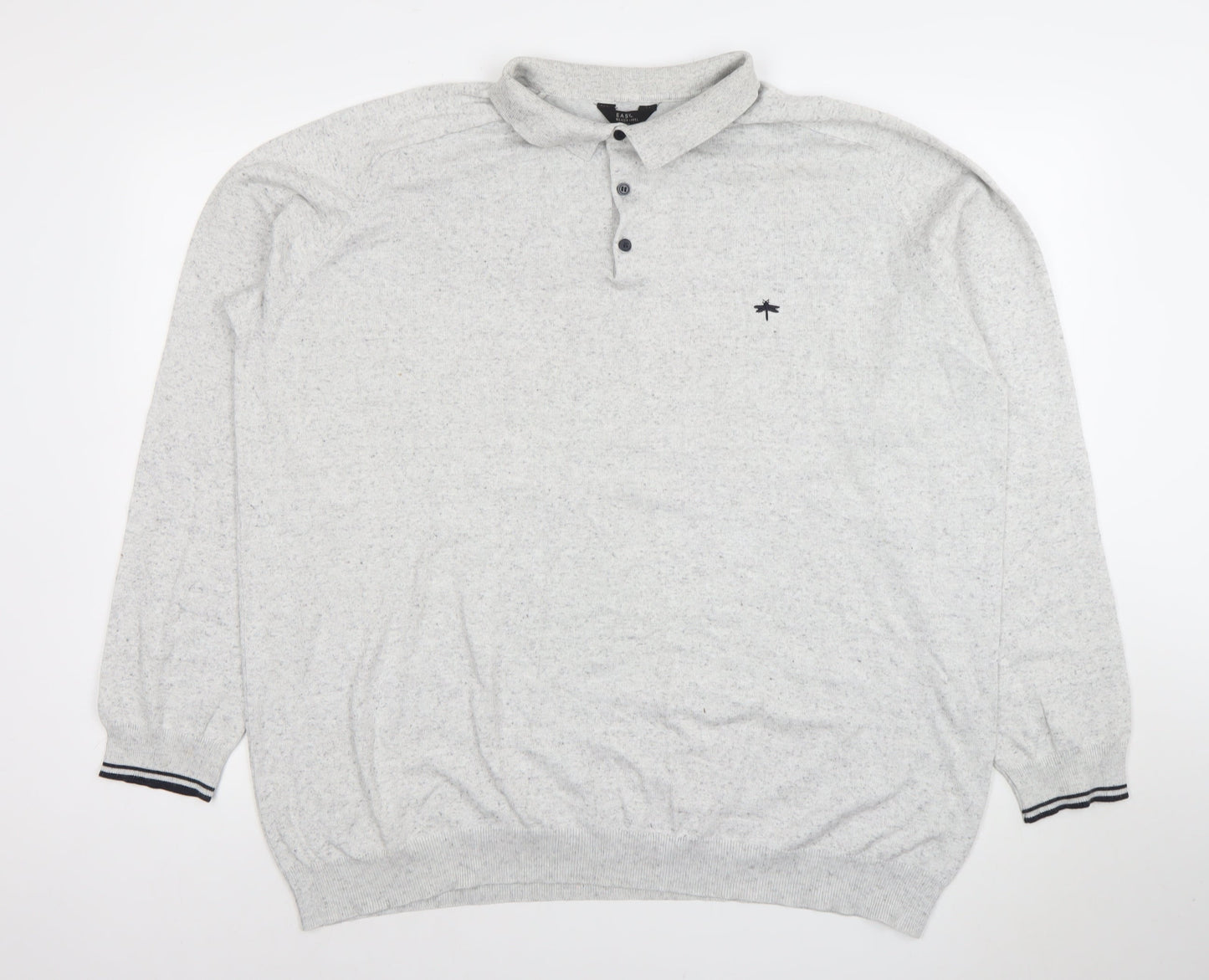 Easy Black Label Men's Grey 2XL Long Sleeve Polo Shirt