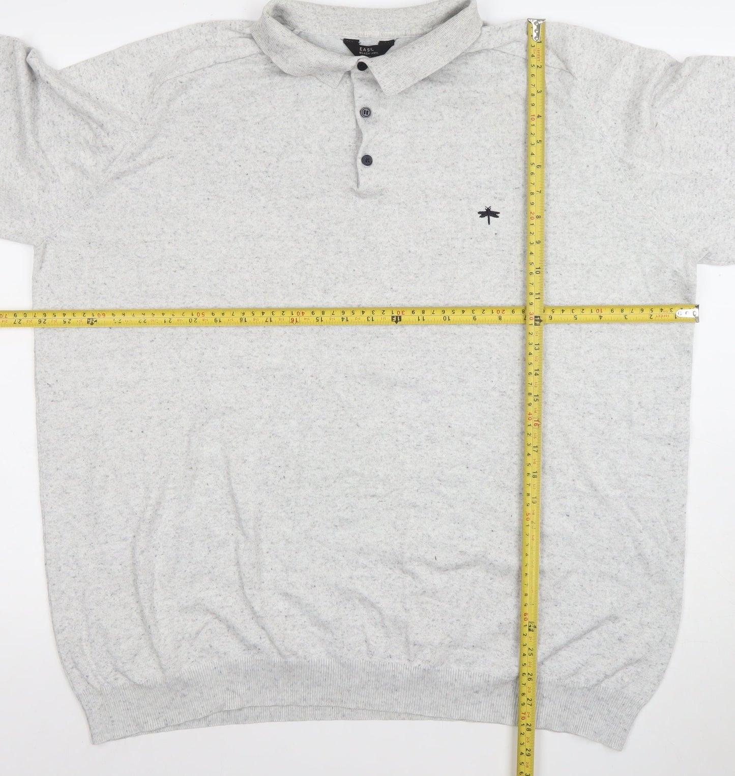 Easy Black Label Men's Grey 2XL Long Sleeve Polo Shirt