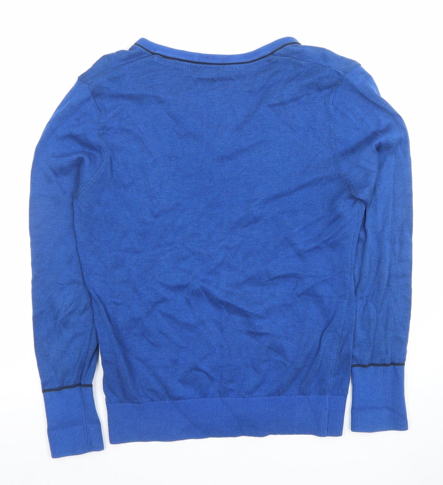 Ashworth Women's Blue V-Neck Cotton Knit Jumper Size S