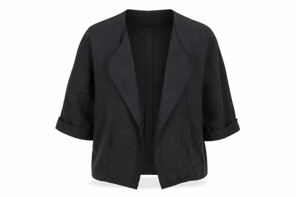 Hache Womens Black Linen Cotton Blazer Size 14 Relaxed Fit