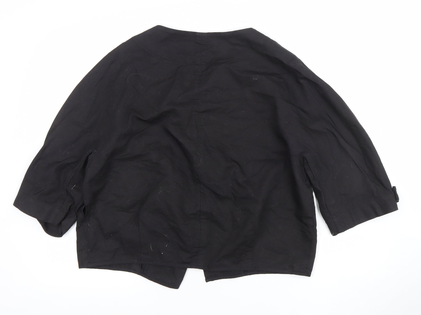 Hache Womens Black Linen Cotton Blazer Size 14 Relaxed Fit