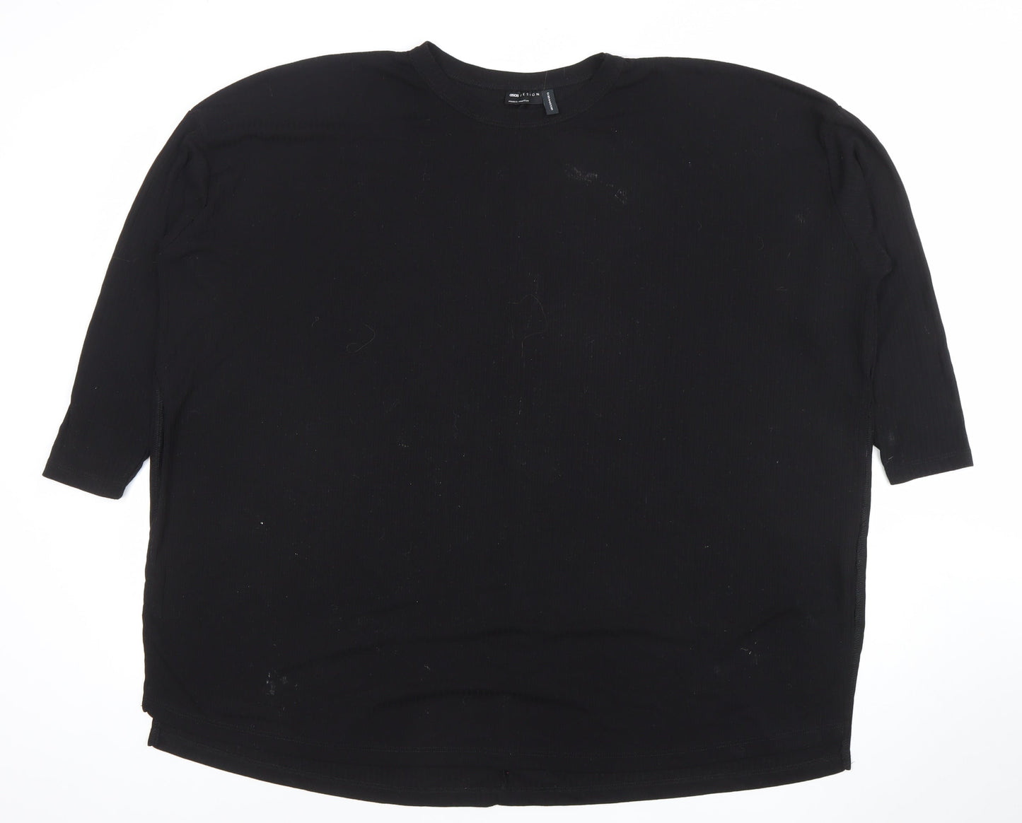 ASOS Women’s Black Jersey 3/4 Sleeve Relaxed Fit T-Shirt Size 16