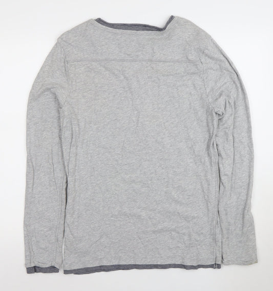 Tommy Hilfiger Men's Grey Henley Long Sleeve T-Shirt Size M