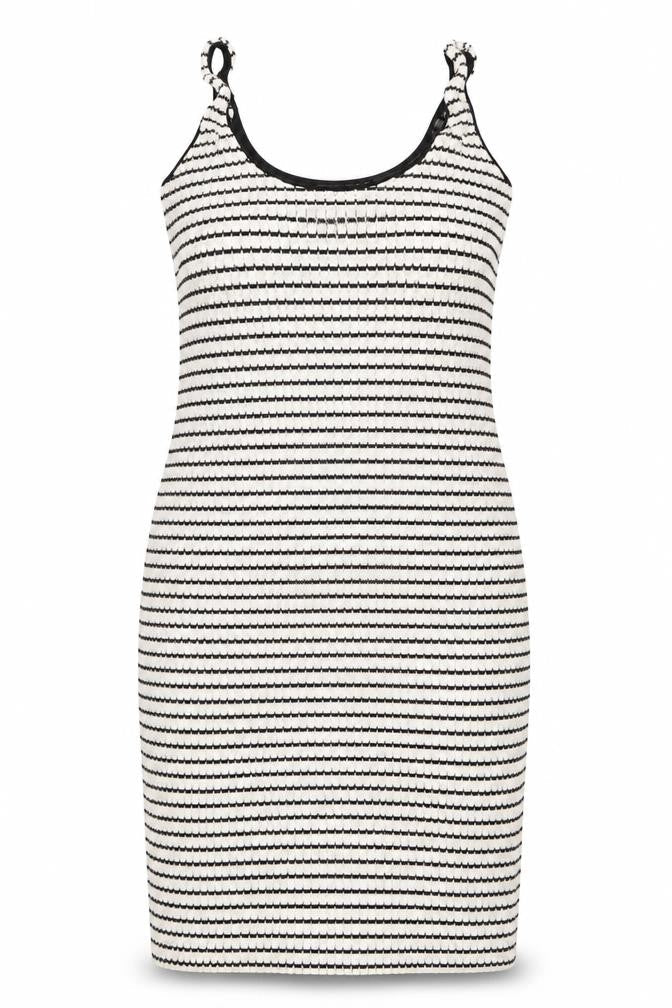 MNG Women's Black White Striped Slip Dress Size 12 Summer Knit