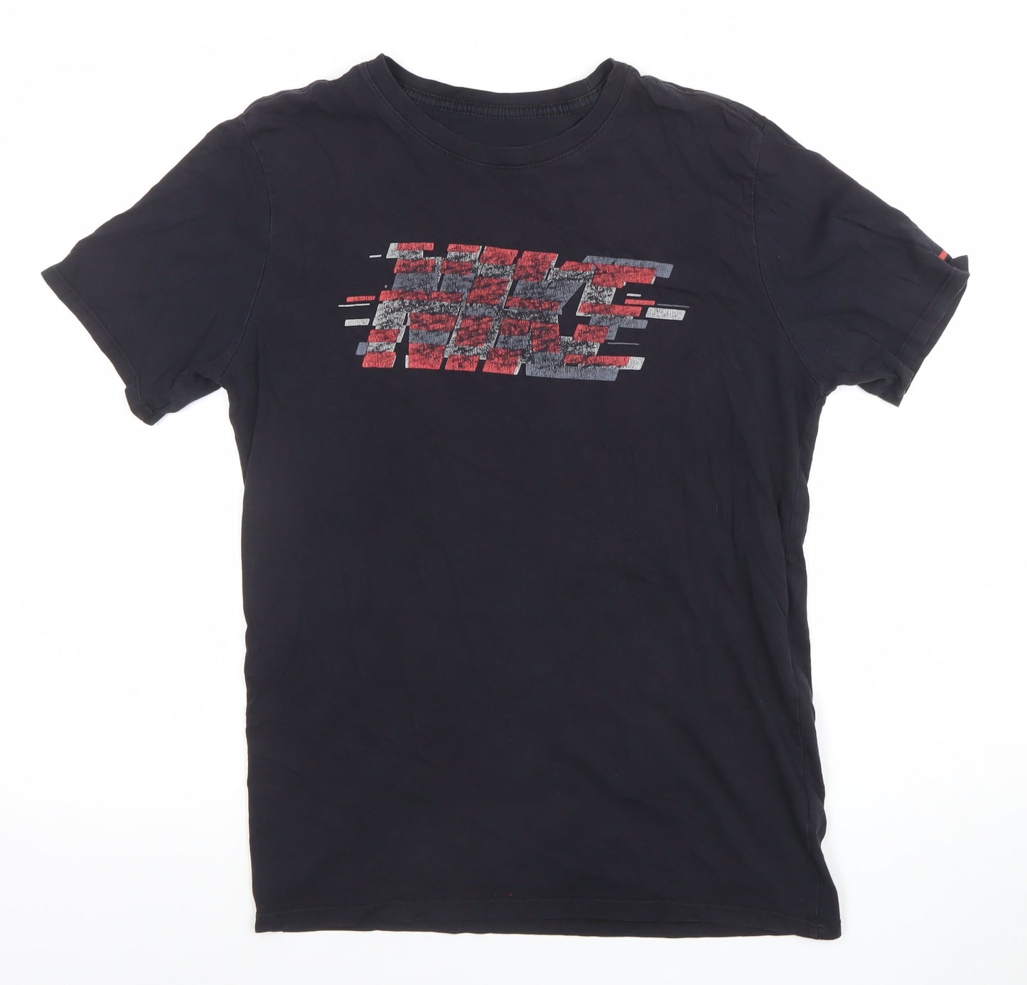 Nike Men's Black Graphic Sports T-Shirt Size L Cotton Regular Fit