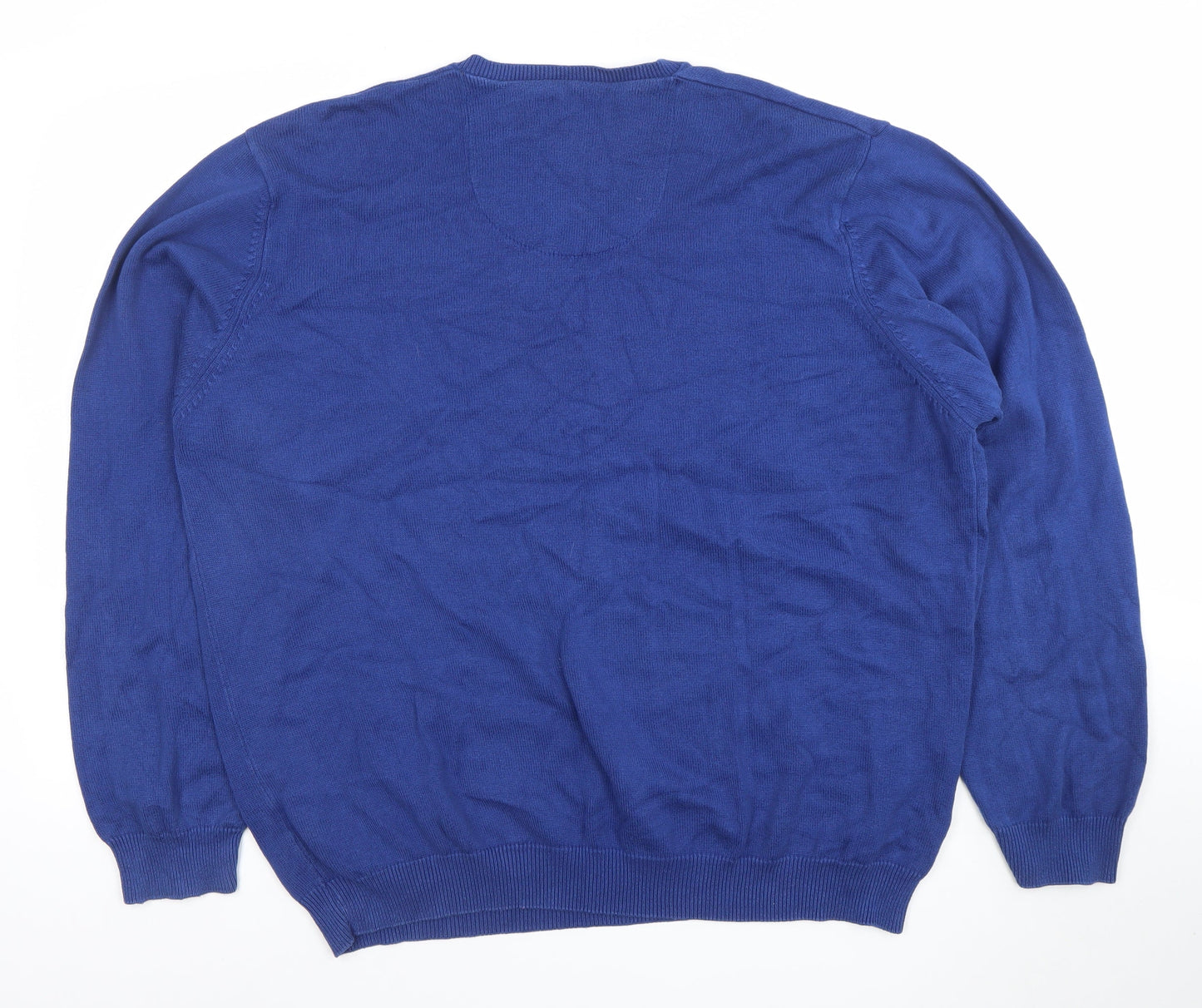 Marks and Spencer Men's Blue 2XL V-Neck Cotton Jumper