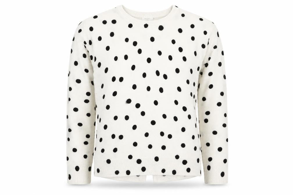 Next Girls Ivory Black Polka Dot Acrylic Jumper 11 Years Long Sleeve Crew Neck