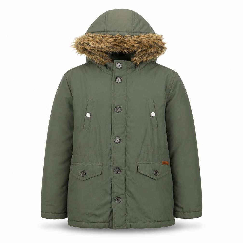 Ben Sherman Boys Green Hooded Parka Coat 10-11 Years Nylon Padded Winter Jacket