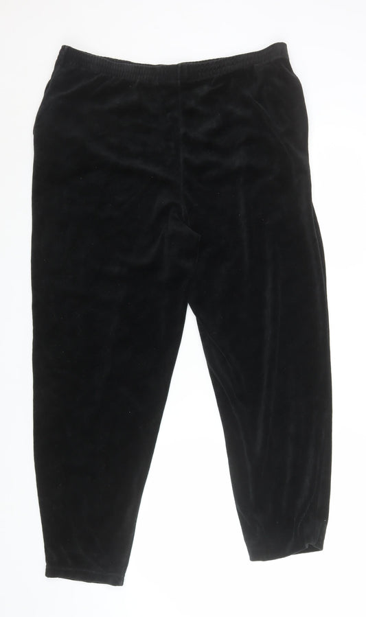 Robinsons Womens Black Velvet Cotton Blend Regular Fit Leggings Size 14