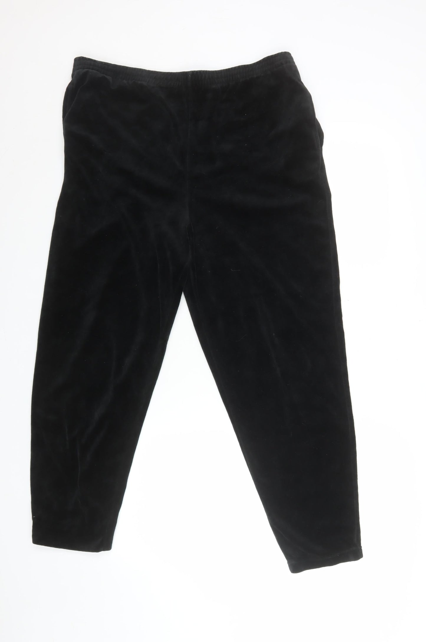 Robinsons Womens Black Velvet Cotton Blend Regular Fit Leggings Size 14