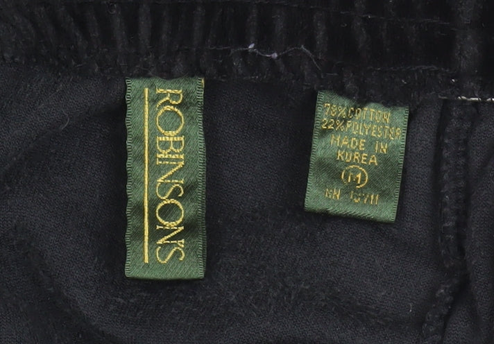 Robinsons Womens Black Velvet Cotton Blend Regular Fit Leggings Size 14