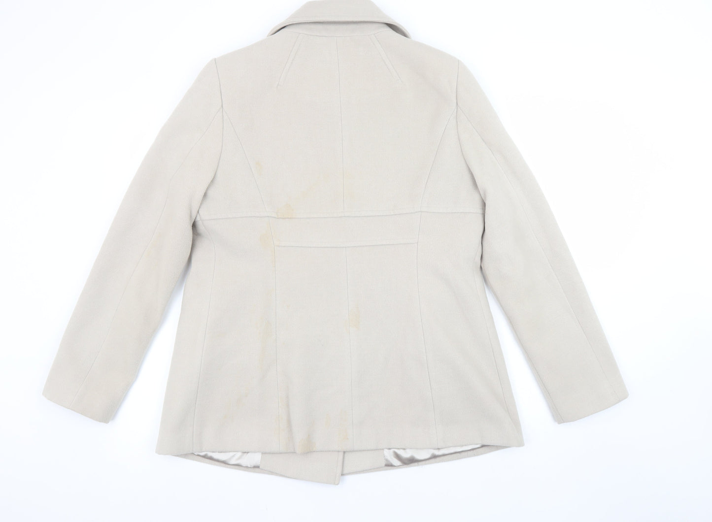 Wallis Women's Beige Pea Coat Size 12 Double Breasted Jacket