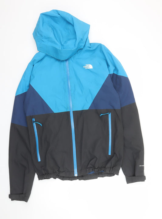 The North Face Men's Blue Waterproof Hooded Windbreaker Jacket Size S