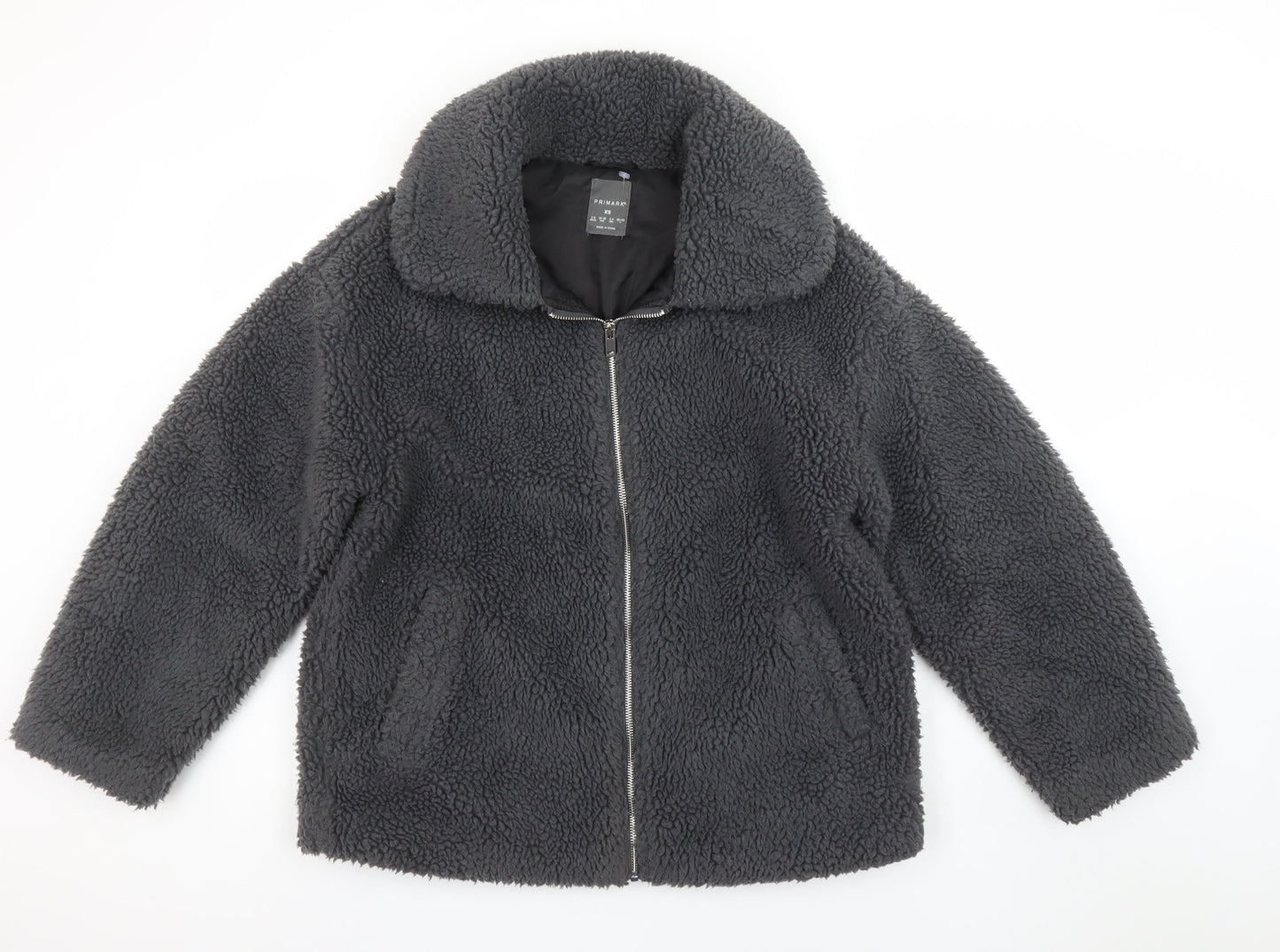 Primark Women’s Grey Fleece Bomber Jacket XS Casual Winter Coat