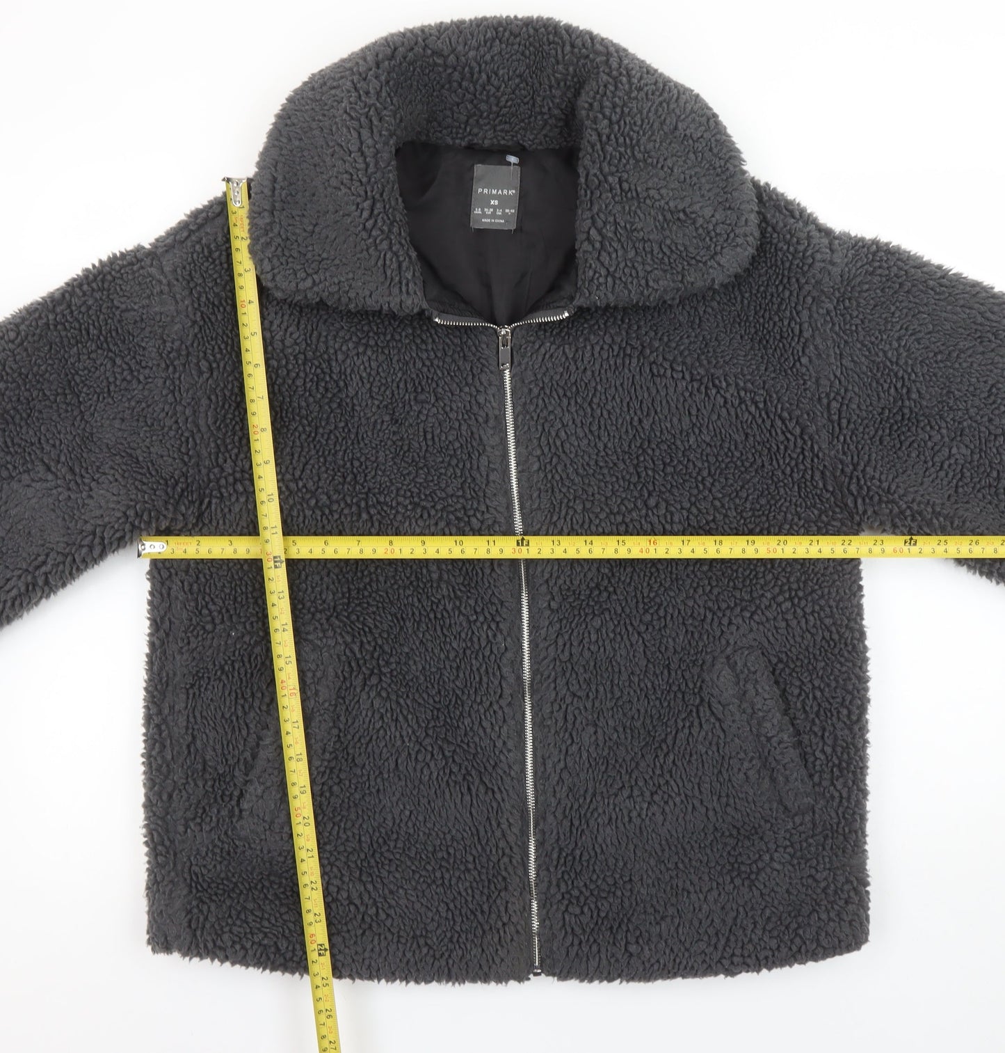 Primark Women’s Grey Fleece Bomber Jacket XS Casual Winter Coat