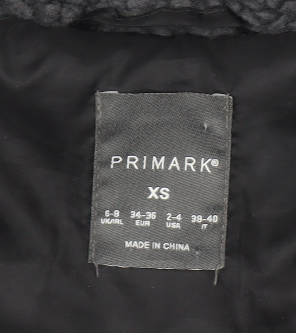 Primark Women’s Grey Fleece Bomber Jacket XS Casual Winter Coat