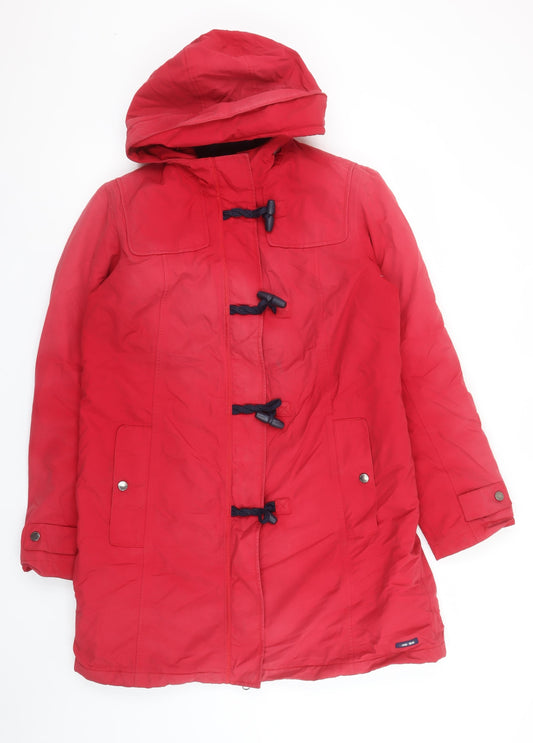 Womens UK Size M Regular Lands' End Red Cotton Blend Coat