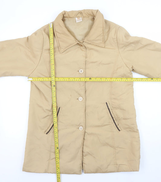 Neville Womens Beige Mid-Length Button Coat UK 10/12 Vintage Smart Casual