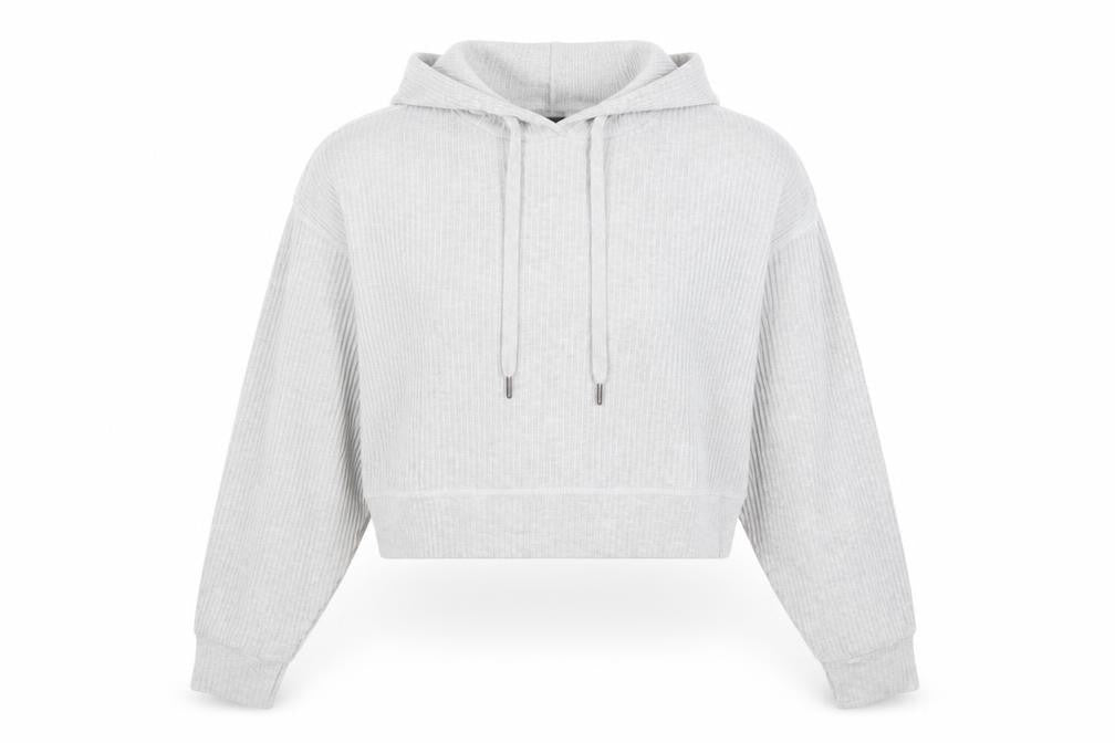 Cotton On Body Womens Grey Cropped Ribbed Hoodie Size L