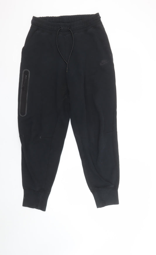 Nike Women's Black Jogger Trousers S Fleece Casual Tapered Fit