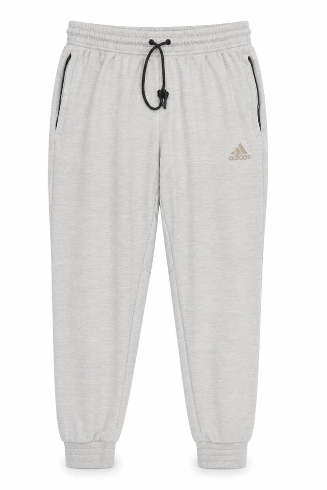 Front view of Adidas boys’ grey xl jogger sweatpants elastic waist activewear trousers
