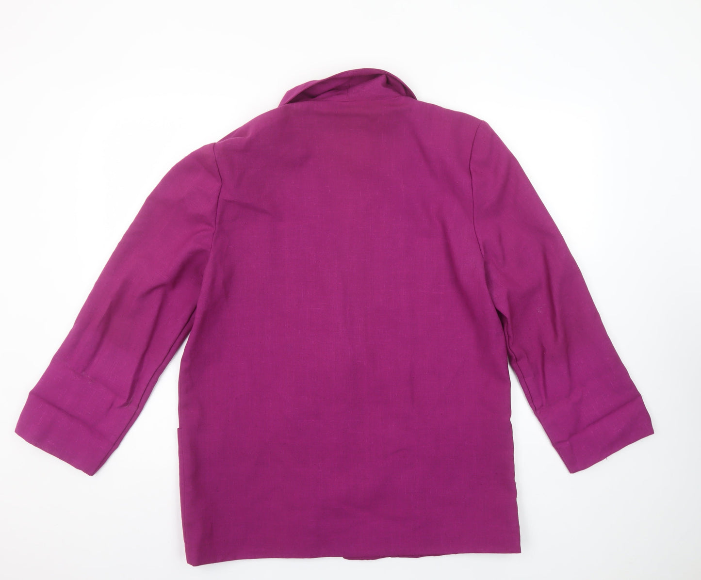 Sag Harbor Women’s Purple Linen Blazer Size 10 Single Breasted 3/4 Sleeve