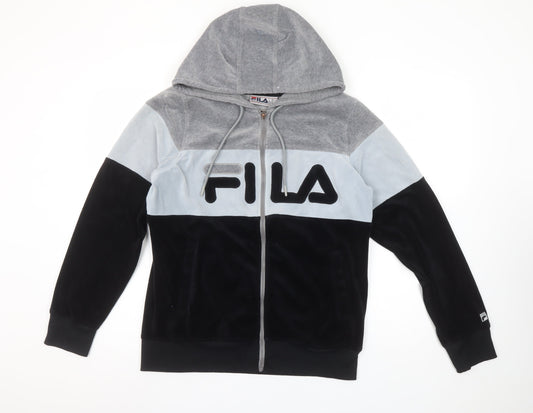 Fila Women’s Grey Black Colourblock Full Zip Hoodie Size M