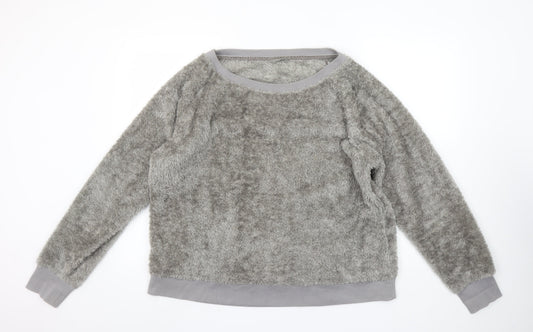 Marks and Spencer Womens Grey Fleece Pyjama Top Size 16 Winter Loungewear