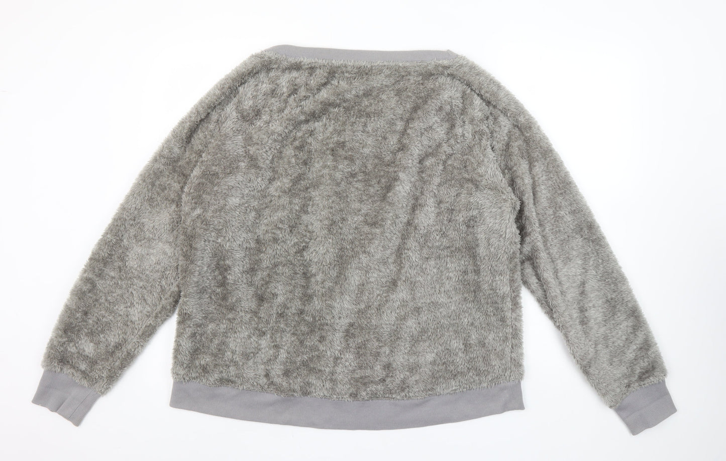 Marks and Spencer Womens Grey Fleece Pyjama Top Size 16 Winter Loungewear