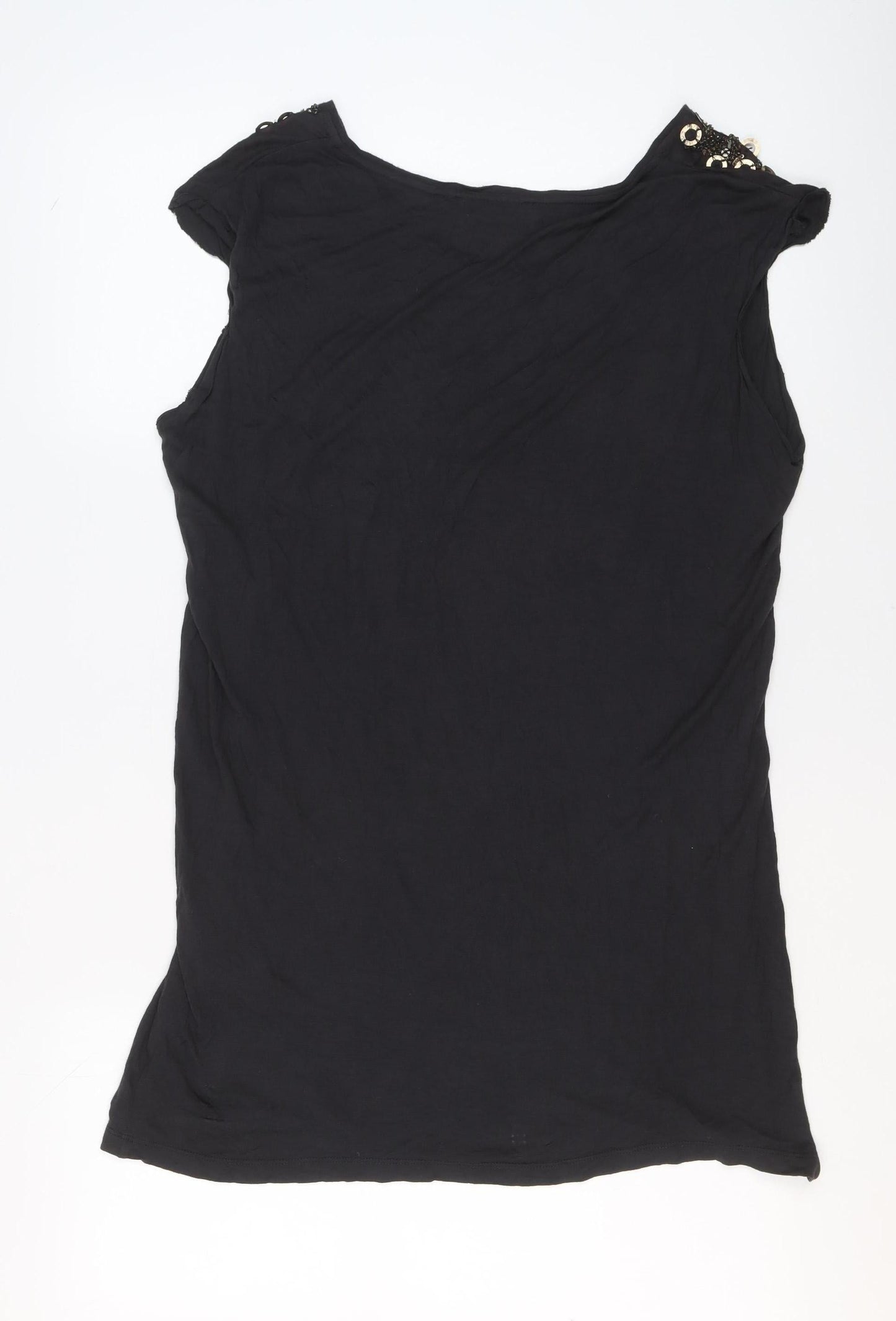 AllSaints Women's Black Sequin Tunic Top Size 14 Viscose Sleeveless