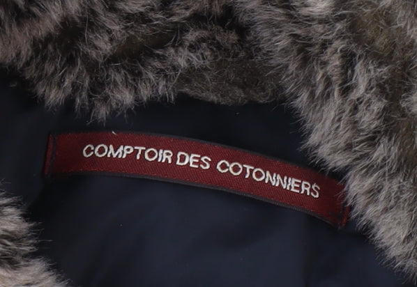 Comptoir des Cotonniers Men’s Green XL Parka Coat Faux Fur Hood