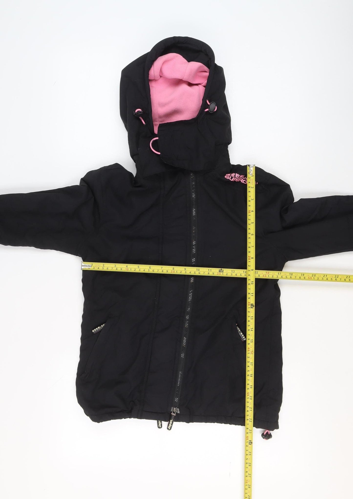 Superdry Women's Black Windcheater Hooded Windproof Jacket Size S