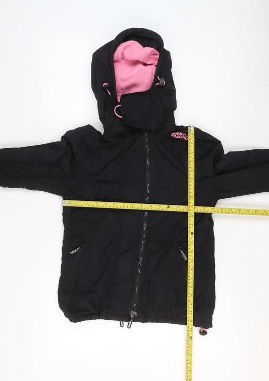 Superdry Women's Black Windcheater Hooded Windproof Jacket Size S
