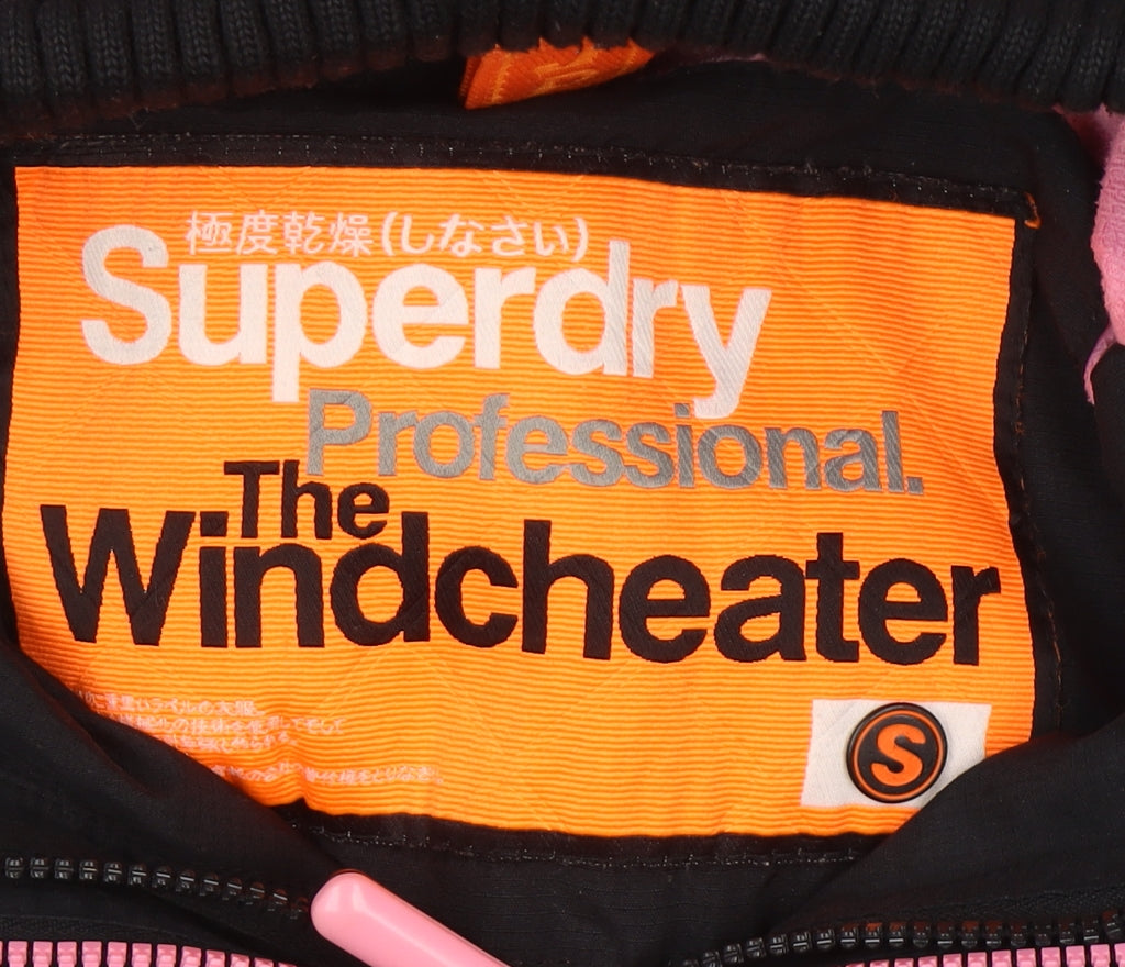 Superdry Women's Black Windcheater Hooded Windproof Jacket Size S