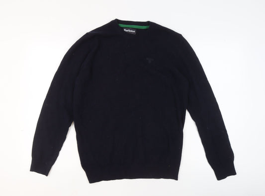 Barbour Men's Blue Wool Crew Neck Pullover Jumper M