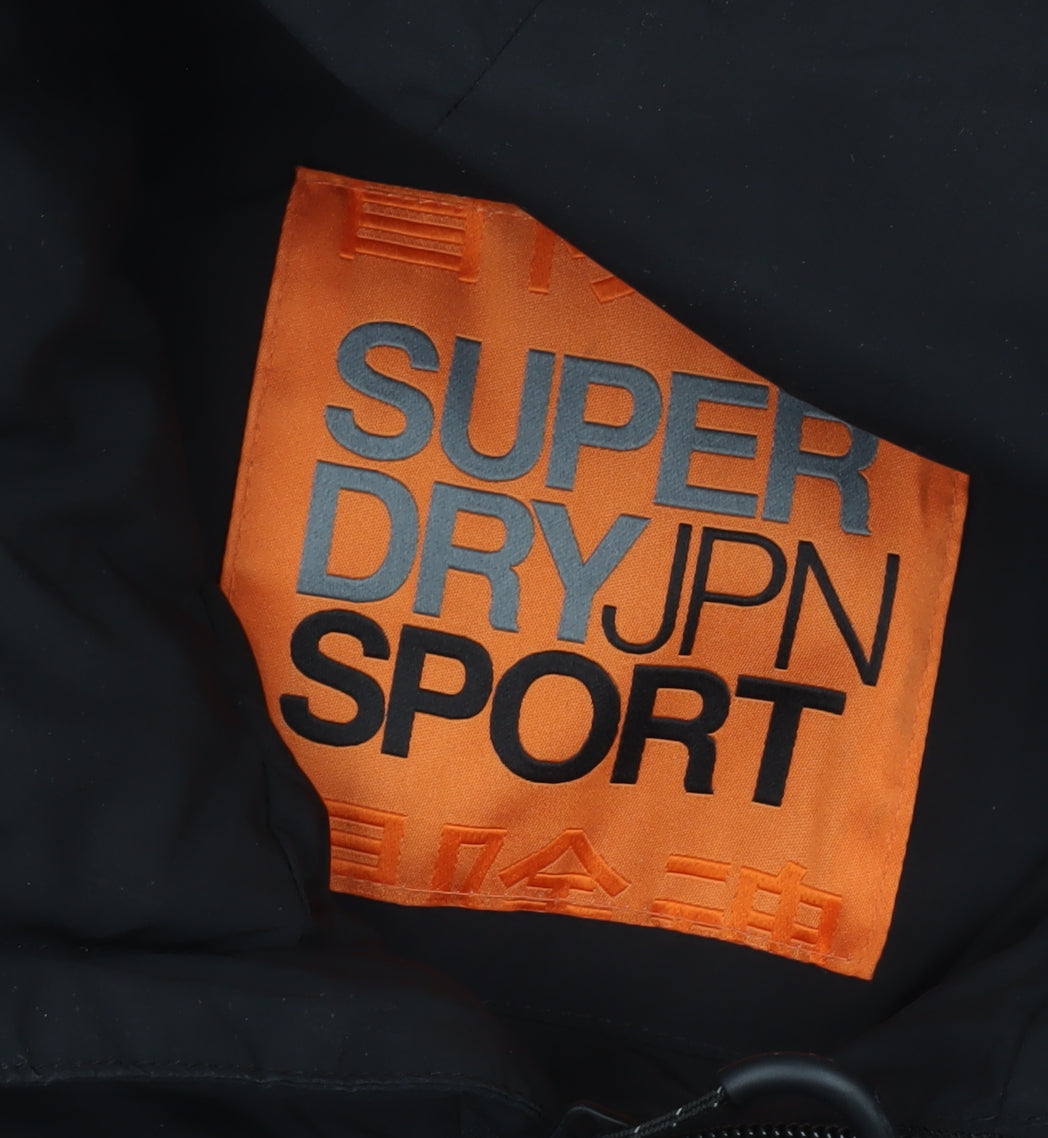 Superdry Women Black M Puffer Jacket Hooded Long Winter Coat