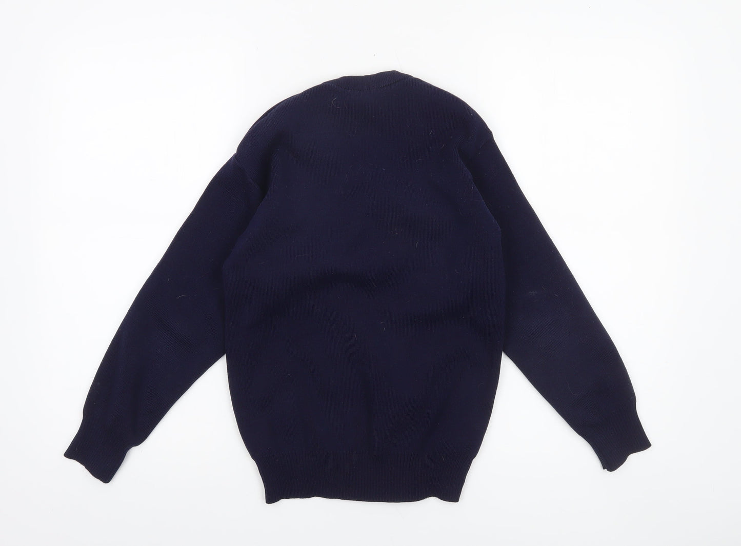 Hunter Boys Navy V-Neck Acrylic School Jumper Size 32 Long Sleeve