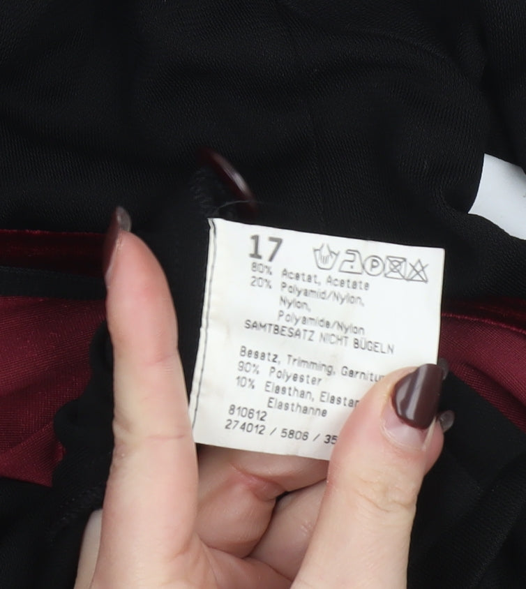 Verse Women’s Black & Burgundy Velvet Trim Mid-Length Coatigan Size 12