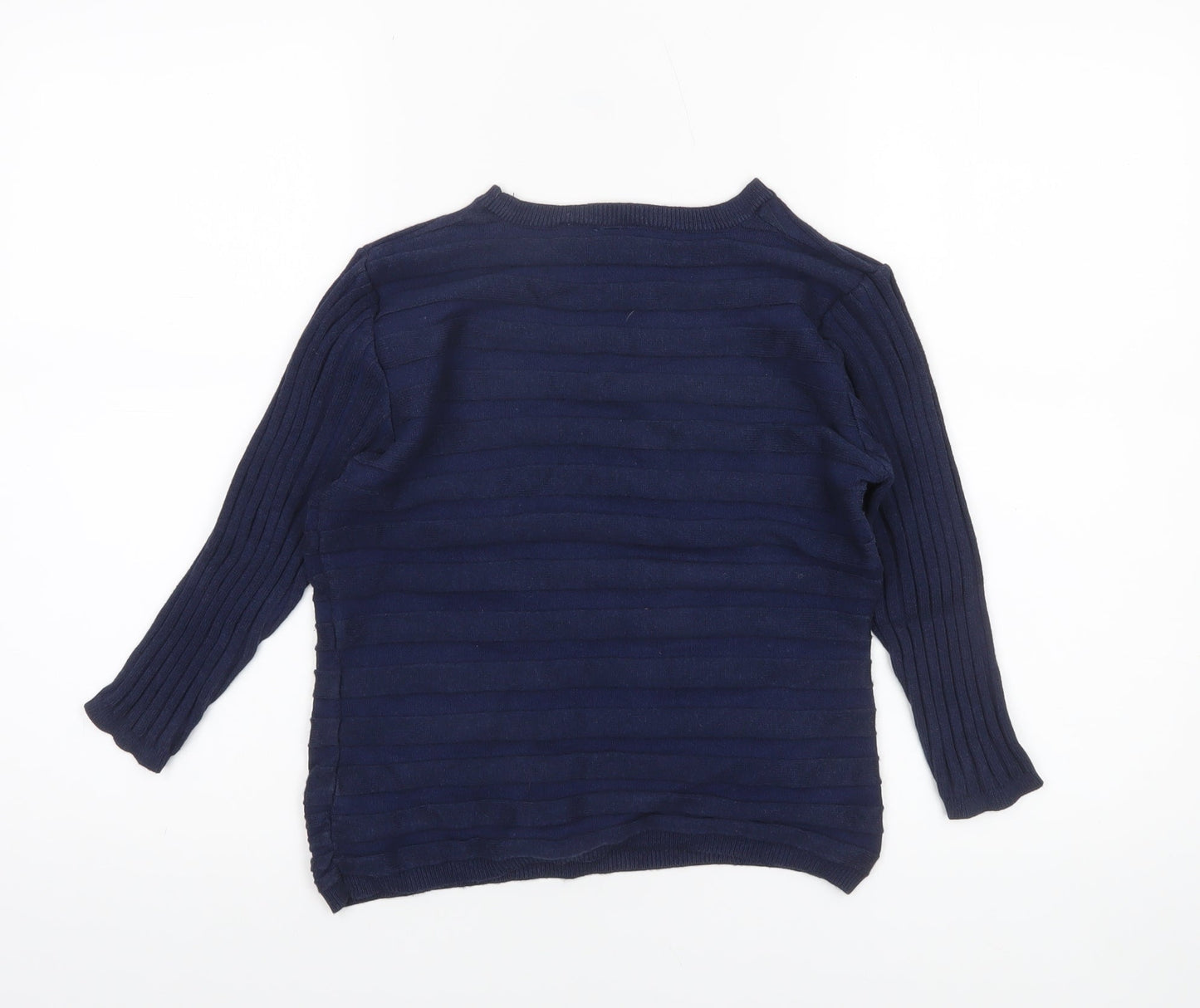 Kaleidoscope Women's Blue Cotton Blend 3/4 Sleeve Pullover Jumper Size 10