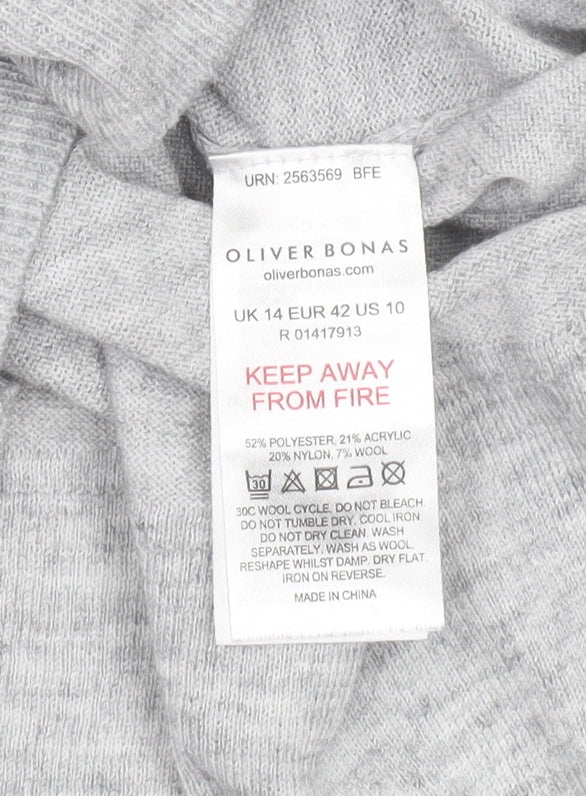 Oliver Bonas Womens Grey Crew Neck Long Sleeve Pullover Jumper Size 14