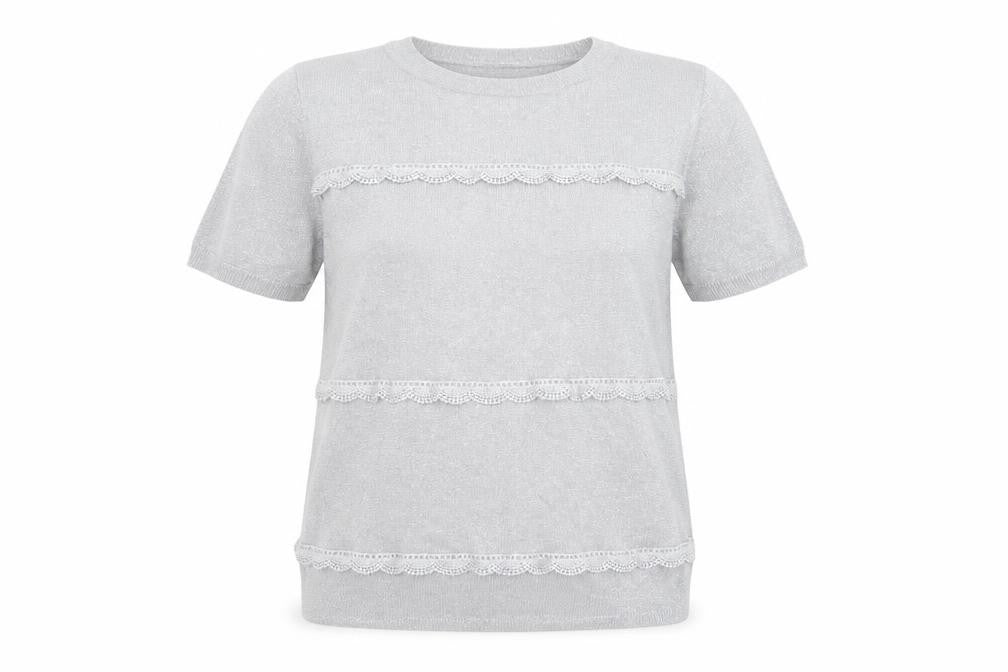 Dorothy Perkins Women’s Grey Lace Knit Short Sleeve Jumper UK 12
