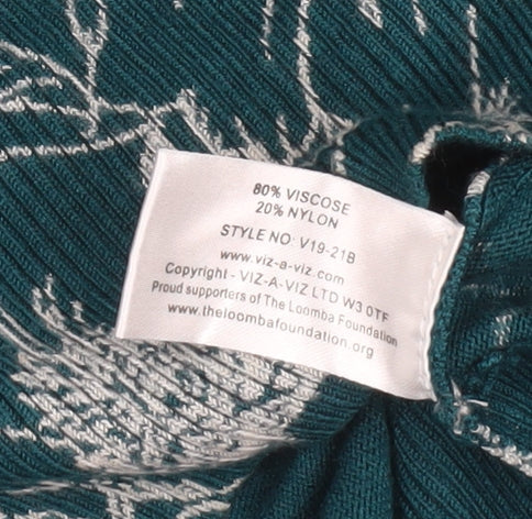 VIZ-A-VIZ Women's Green Floral Knit Pullover Jumper Size M