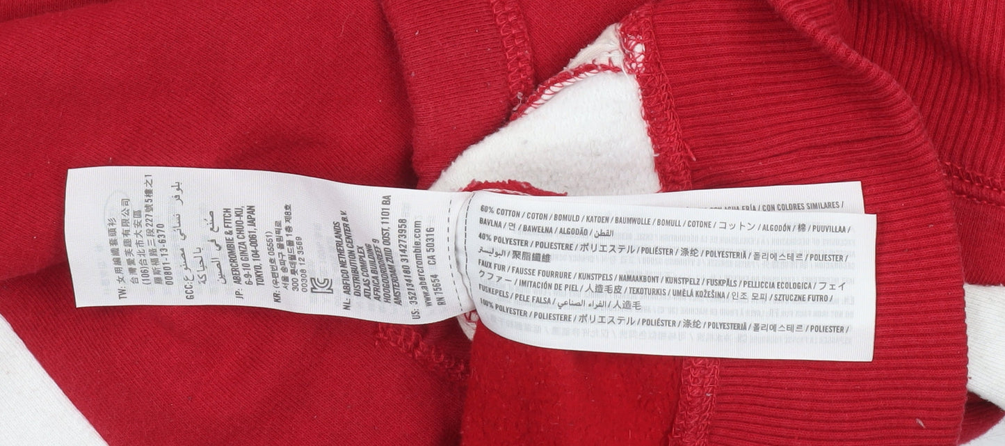 Hollister Women Red 1/4 Zip Sherpa Lined Pullover Sweatshirt XS