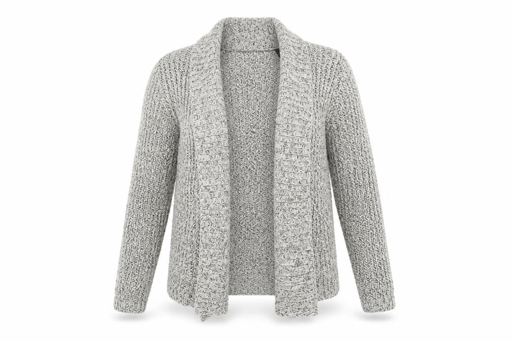 Marks and Spencer Womens Grey Chunky Knit Open Cardigan Size 12