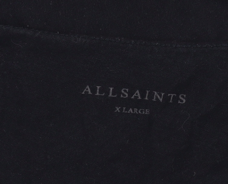 AllSaints Men's Black XL V-Neck Cotton Jersey T-Shirt