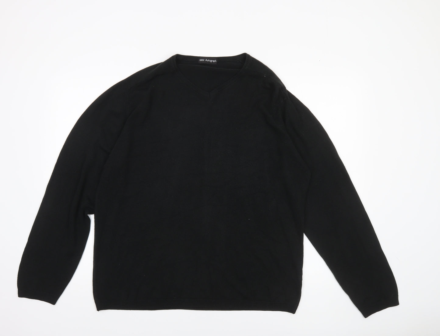 Marks and Spencer Men’s Black V-Neck Jumper XL Acrylic Knit