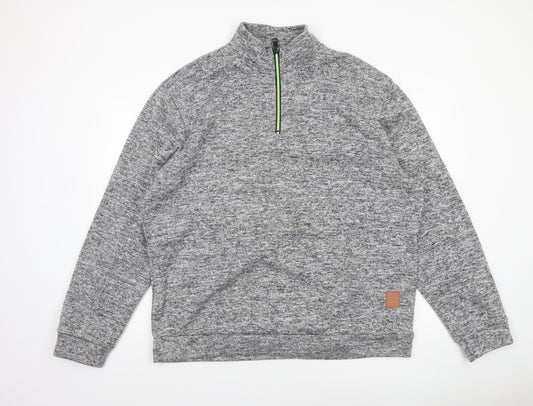 SIIMHWRSS Men's Grey 1/4 Zip Mock Neck Pullover Sweatshirt Size M