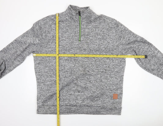 SIIMHWRSS Men's Grey 1/4 Zip Mock Neck Pullover Sweatshirt Size M